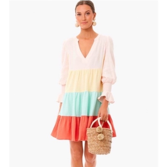 Pomander Place Dresses & Skirts - Tuckernuck Pomander Place Kenzo Long Sleeve Tiered Dress Pastel Pink Yellow